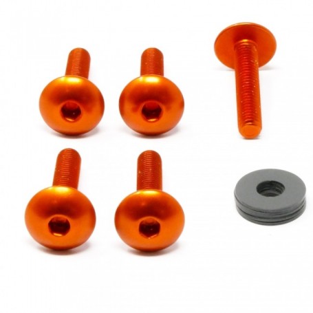 Pack de 5 Vis Anodisé Orange tete bombee en Aluminium 7075 M10 x (1.25mm) x 25mm