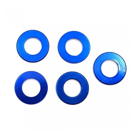 Pack de 5 Rondelle Plate en Aluminium 7075 M3 Anodisé Bleu