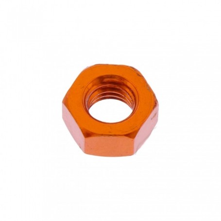 Ecrou Hexagonal en Aluminium 7075 M6 x (1.00mm) PAS √† GaucheAnodisé Orange