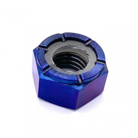Ecrou Hexagonal Nylstop en Titane M4 x (0.70mm) - DIN 985 Bleu